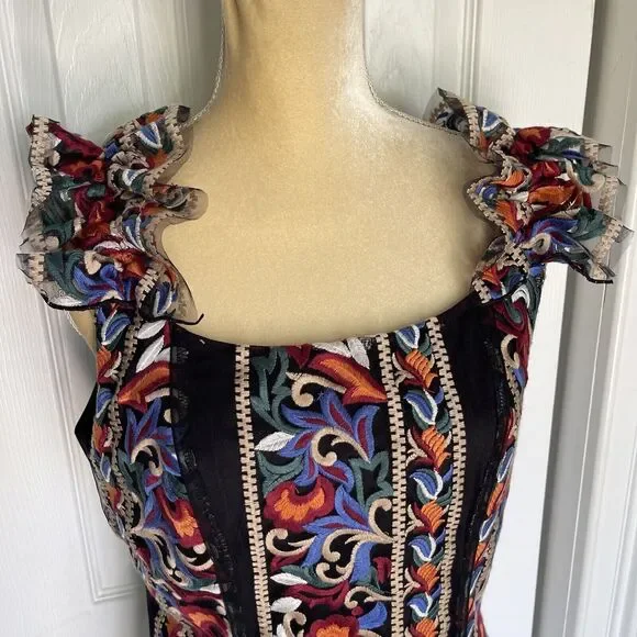 Eva Franco Embroidered Corset Top for Women Medium Multicolored anthropologie - Picture 11 of 16